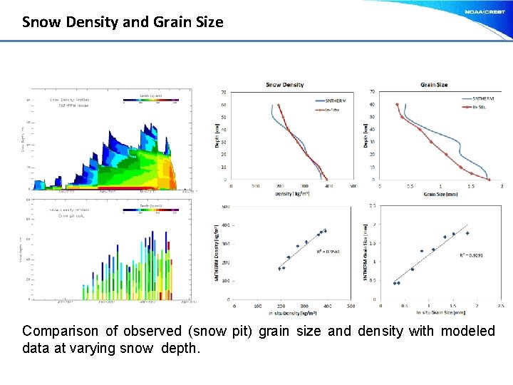 Snow Density and Grain Size Comparison of observed (snow pit) grain size and density