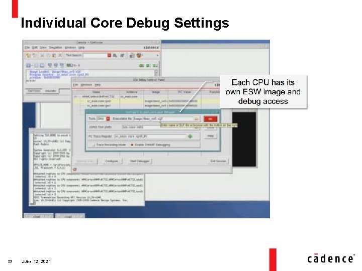 Individual Core Debug Settings 23 June 12, 2021 