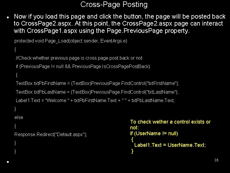 Cross-Page Posting Now if you load this page and click the button, the page