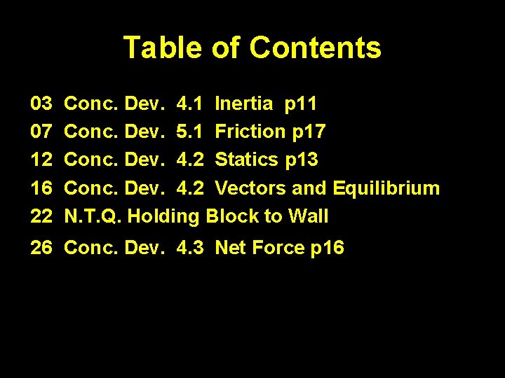 Table of Contents 03 07 12 16 22 Conc. Dev. 4. 1 Inertia p