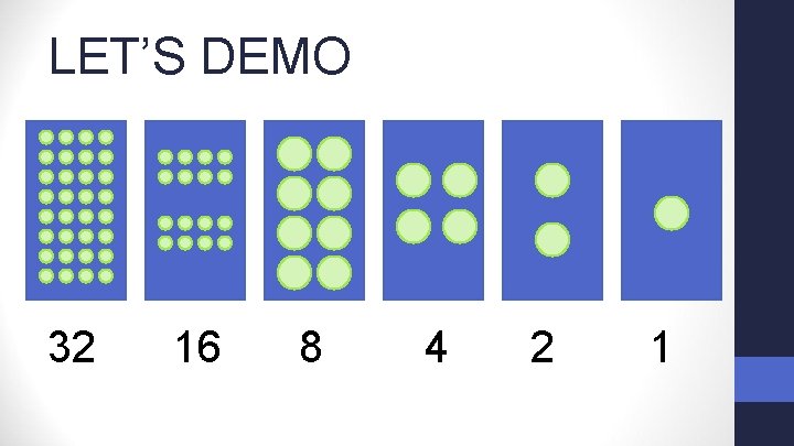LET’S DEMO 32 16 8 4 2 1 