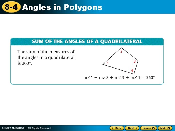 8 -4 Angles in Polygons 
