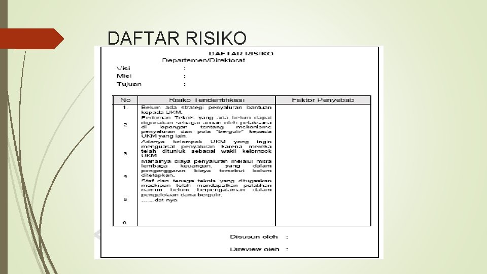 DAFTAR RISIKO DAFTAR RISIKO