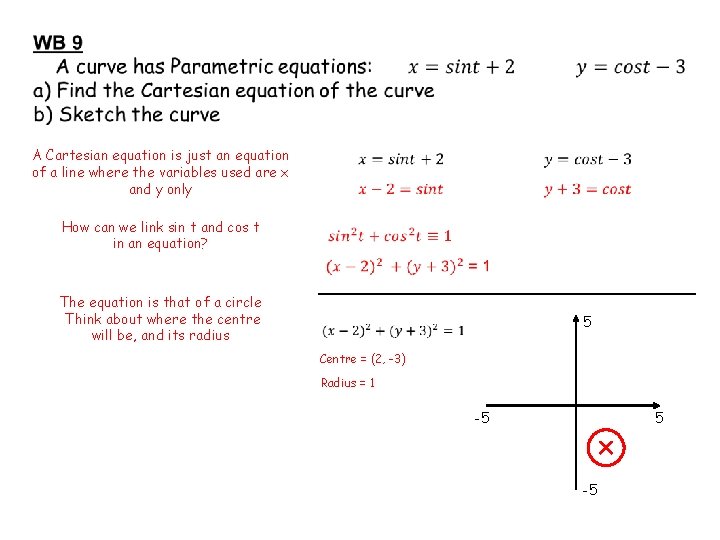 A Cartesian equation is just an equation of a line where the variables used