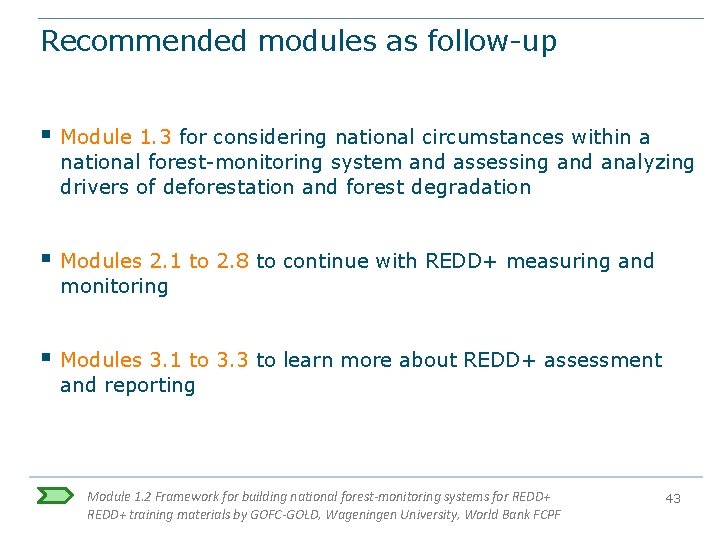Recommended modules as follow-up § Module 1. 3 for considering national circumstances within a Recommended modules as follow-up § Module 1. 3 for considering national circumstances within a