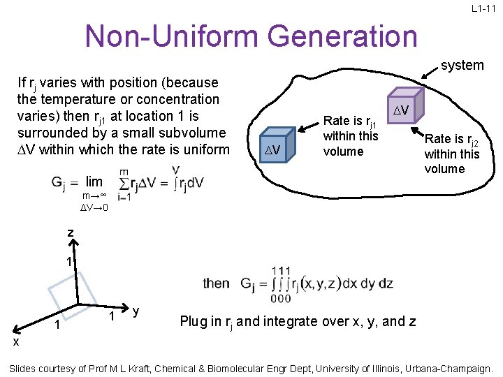 L 1 -11 Non-Uniform Generation system If rj varies with position (because the temperature