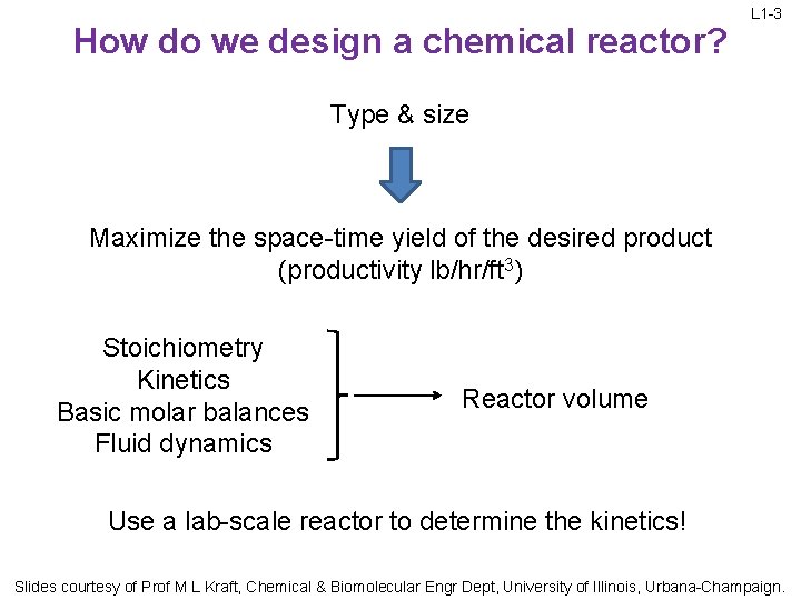 How do we design a chemical reactor? L 1 -3 Type & size Maximize