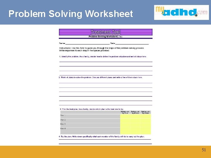 Problem Solving Worksheet Click to edit Master title style 51 