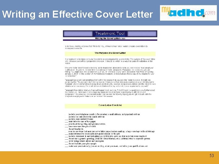 Writing an Effective Cover Letter Click to edit Master title style 53 