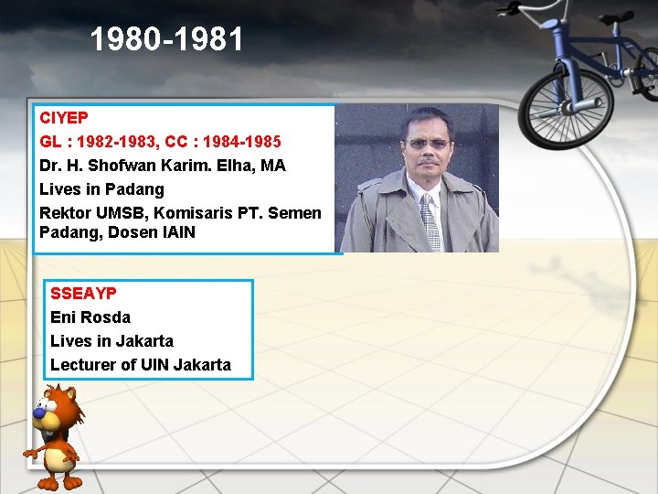 1980 -1981 CIYEP GL : 1982 -1983, CC : 1984 -1985 Dr. H. Shofwan