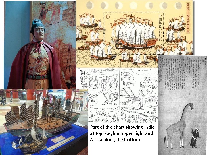 Part of the chart showing India at top, Ceylon upper right and Africa along