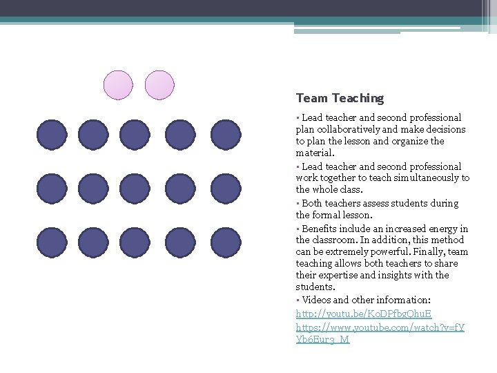 Team Teaching • Lead teacher and second professional plan collaboratively and make decisions to