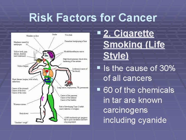 Risk Factors for Cancer § 2. Cigarette Smoking (Life Style) § Is the cause