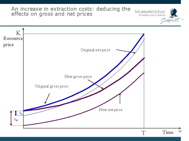 An increase in extraction costs: deducing the effects on gross and net prices K