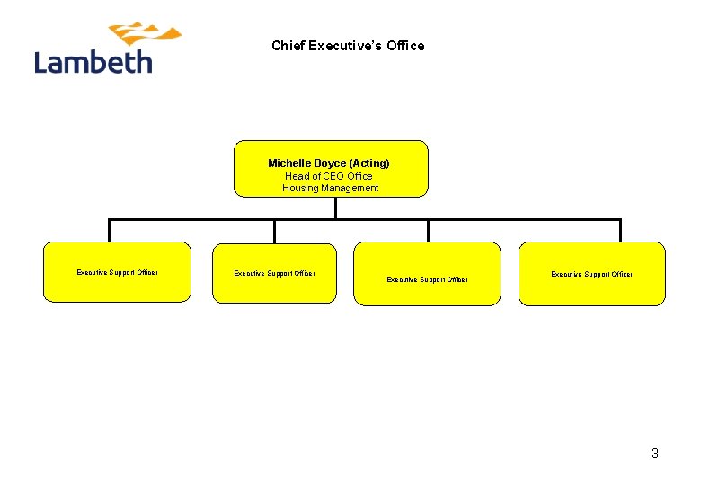 Chief Executive’s Office Michelle Boyce (Acting) Head of CEO Office Housing Management Executive Support