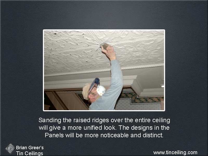 Sanding the raised ridges over the entire ceiling will give a more unified look.