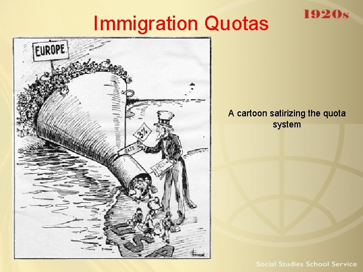 Immigration Quotas A cartoon satirizing the quota system 