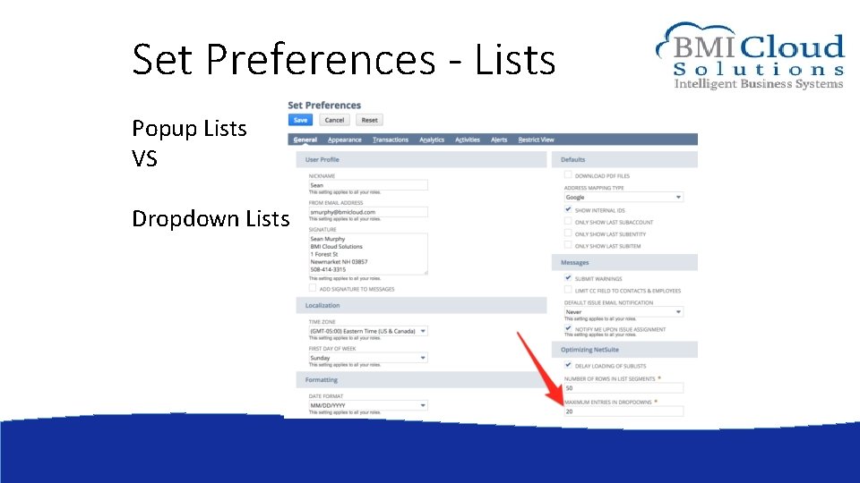 Set Preferences - Lists Popup Lists VS Dropdown Lists 