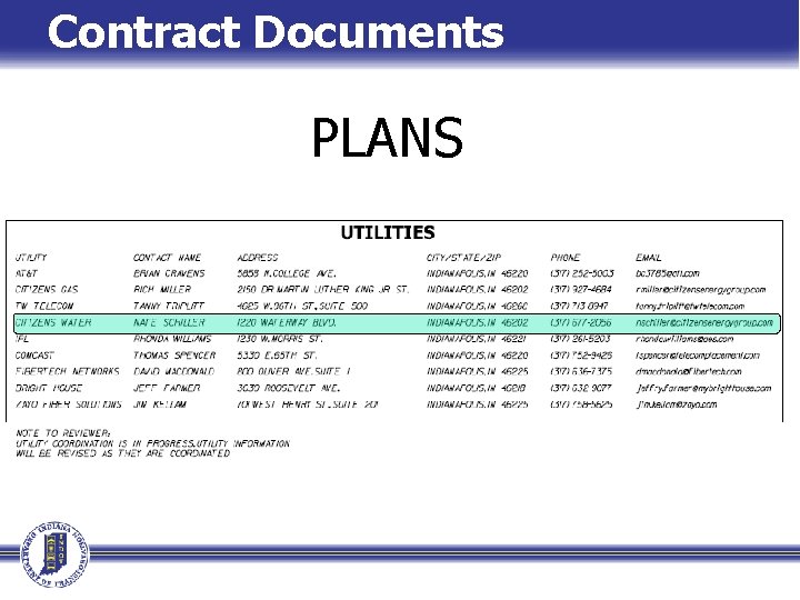 Contract Documents PLANS Construction Documents 
