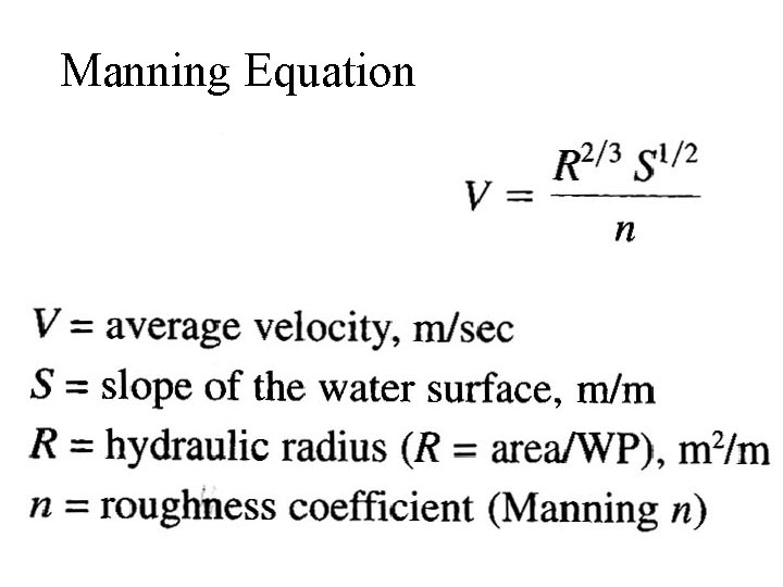 Manning Equation 