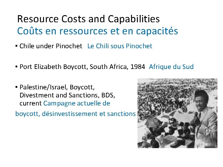 Resource Costs and Capabilities Coûts en ressources et en capacités • Chile under Pinochet