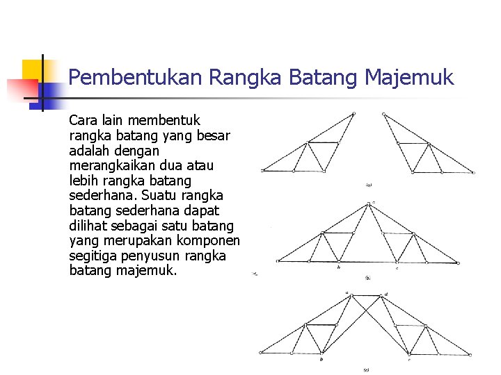 Pembentukan Rangka Batang Majemuk Cara lain membentuk rangka batang yang besar adalah dengan merangkaikan