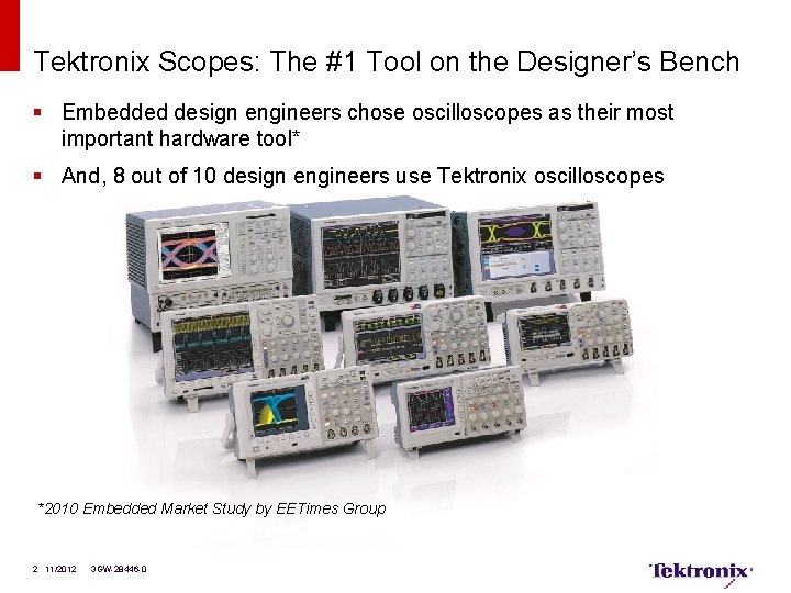 Tektronix Scopes: The #1 Tool on the Designer’s Bench § Embedded design engineers chose