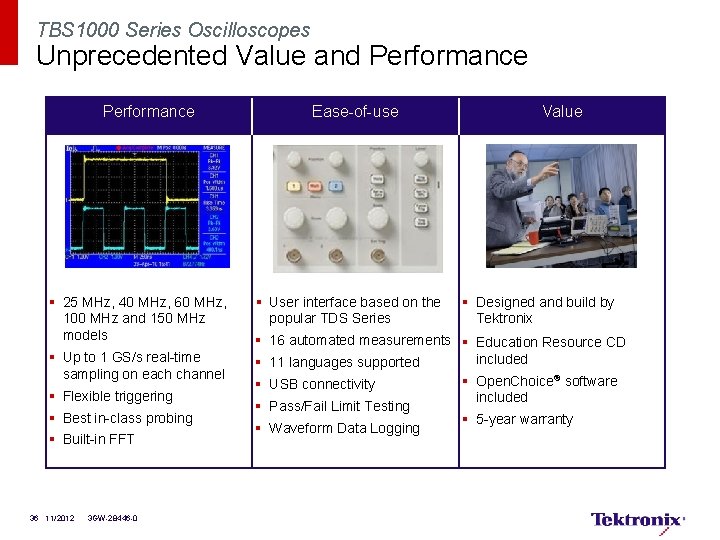 TBS 1000 Series Oscilloscopes Unprecedented Value and Performance § 25 MHz, 40 MHz, 60