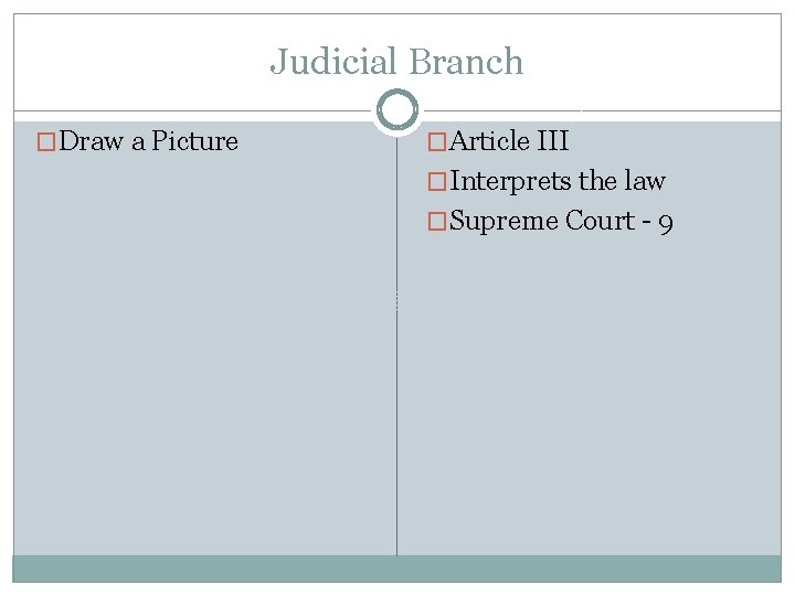 Judicial Branch �Draw a Picture �Article III �Interprets the law �Supreme Court - 9