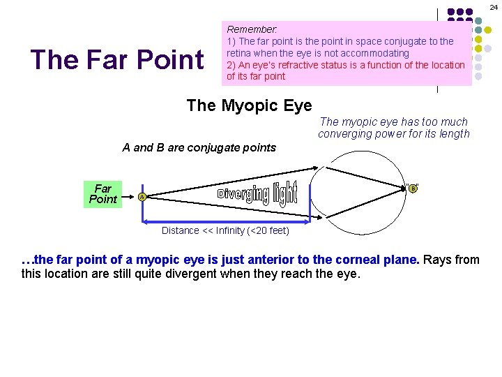 24 The Far Point Remember: 1) The far point is the point in space