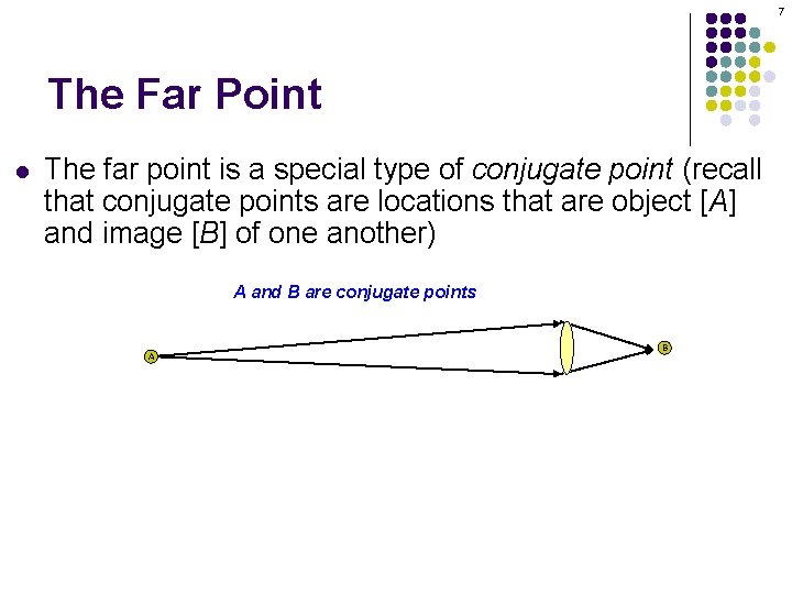 7 The Far Point l The far point is a special type of conjugate