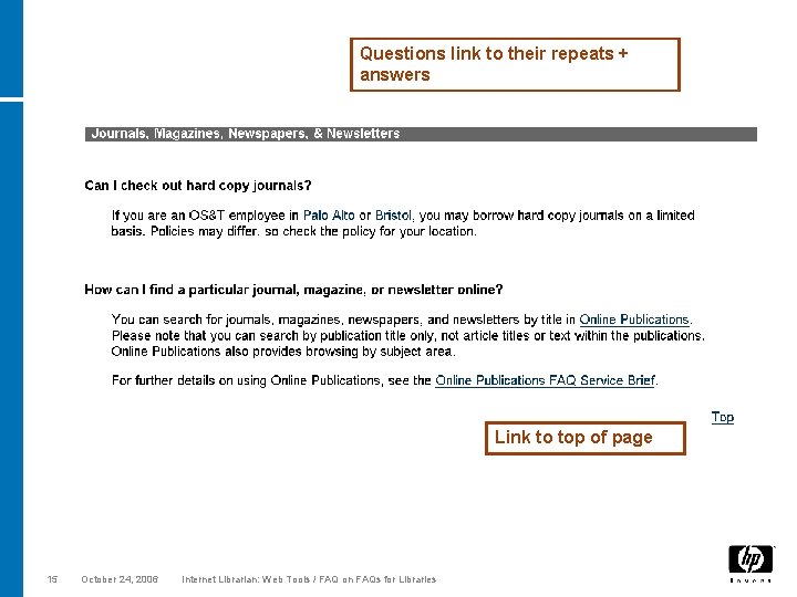 Questions link to their repeats + answers Link to top of page 15 October