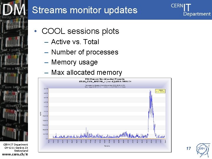 Streams monitor updates • COOL sessions plots – – Active vs. Total Number of