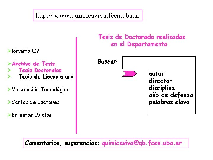 http: // www. quimicaviva. fcen. uba. ar ØRevista QV ØArchivo de Tesis Ø Tesis