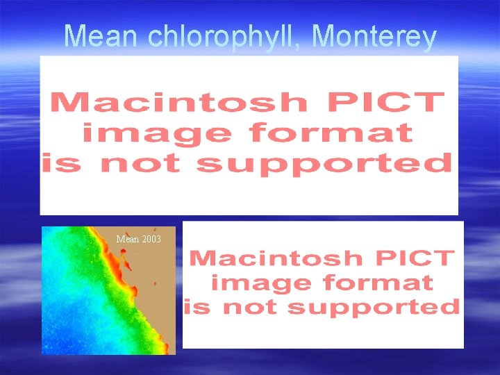 Mean chlorophyll, Monterey Mean 2003 Mean chlorophyll, Monterey Mean 2003