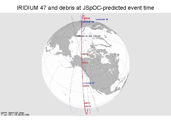 IRIDIUM 47 and debris at JSp. OC-predicted event time 