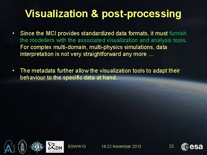 Visualization & post-processing 2014: years • fiftieth Since the MCIanniversary provides standardized data formats,