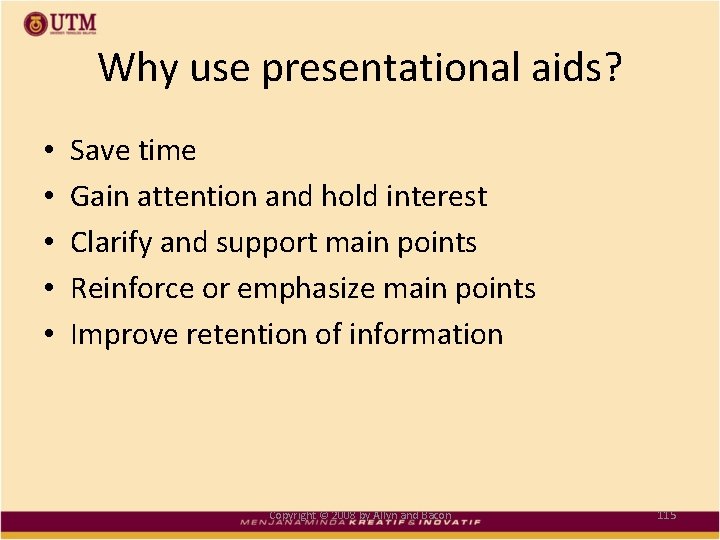 Why use presentational aids? • • • Save time Gain attention and hold interest
