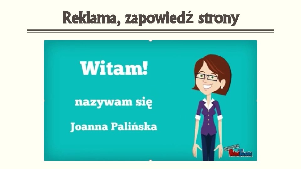 Reklama, zapowiedź strony 