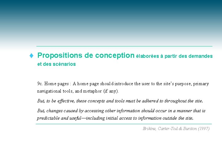 t Propositions de conception élaborées à partir des demandes et des scénarios t 9