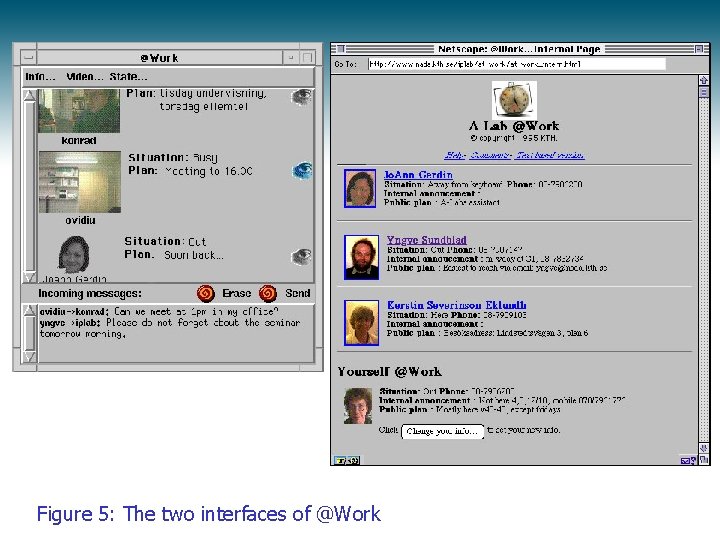 Figure 5: The two interfaces of @Work 