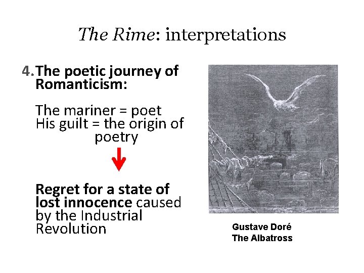 The Rime: interpretations 4. The poetic journey of Romanticism: The mariner = poet His