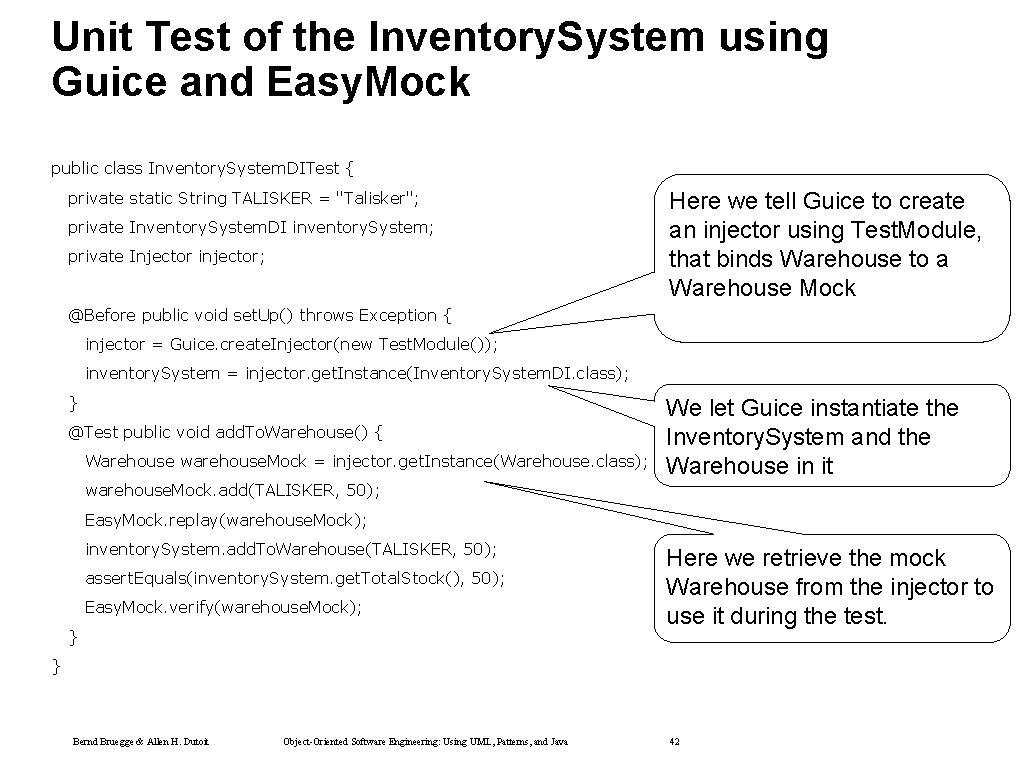 Unit Test of the Inventory. System using Guice and Easy. Mock public class Inventory. Unit Test of the Inventory. System using Guice and Easy. Mock public class Inventory.