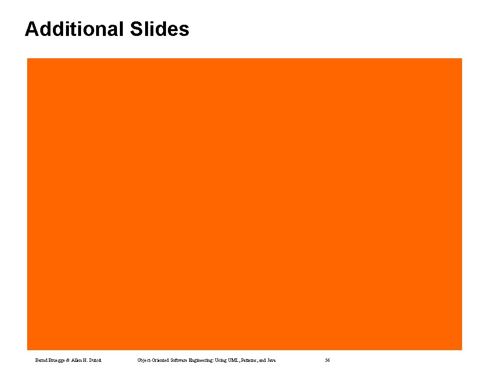 Additional Slides Bernd Bruegge & Allen H. Dutoit Object-Oriented Software Engineering: Using UML, Patterns, Additional Slides Bernd Bruegge & Allen H. Dutoit Object-Oriented Software Engineering: Using UML, Patterns,