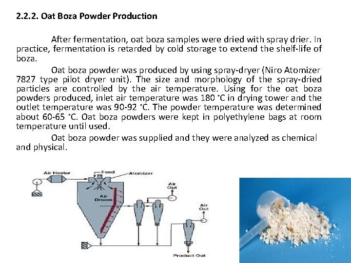 2. 2. 2. Oat Boza Powder Production After fermentation, oat boza samples were dried