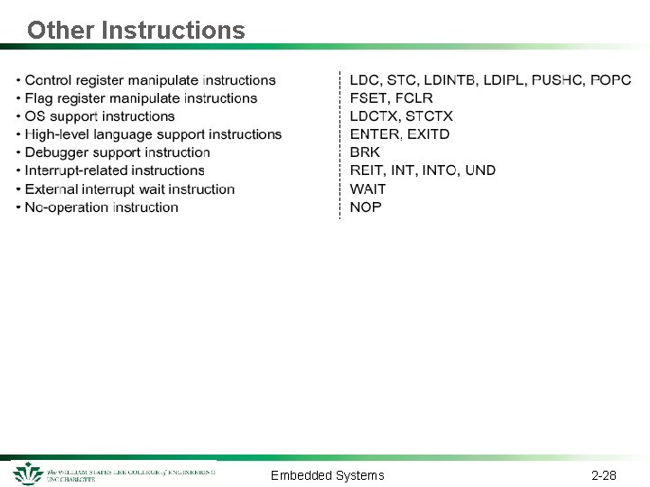 Other Instructions Embedded Systems 2 -28 