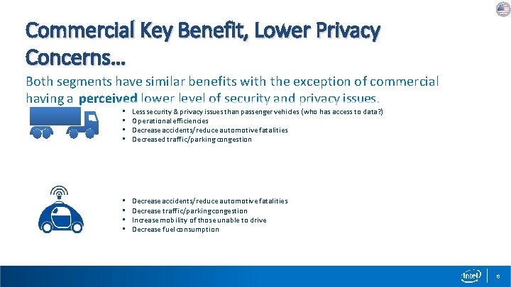 Commercial Key Benefit, Lower Privacy Concerns… Both segments have similar benefits with the exception