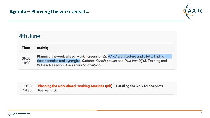 Agenda – Planning the work ahead. . . https: //aarc-project. eu 9 