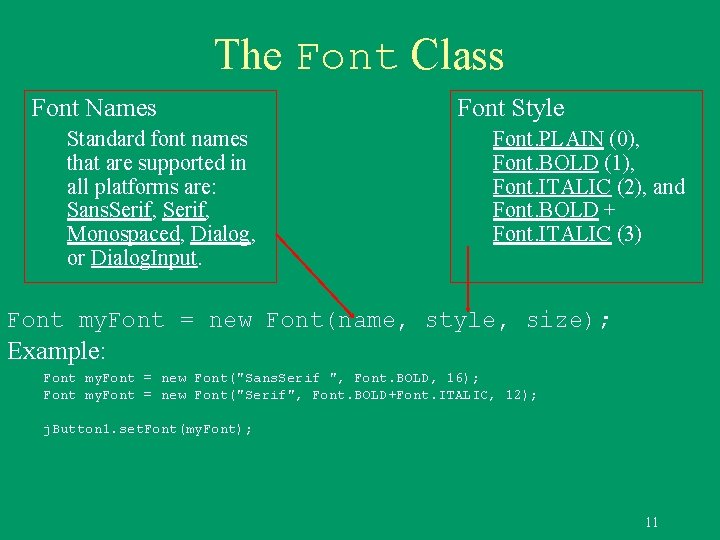 The Font Class Font Names Standard font names that are supported in all platforms The Font Class Font Names Standard font names that are supported in all platforms