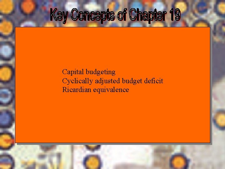 Capital budgeting Cyclically adjusted budget deficit Ricardian equivalence Chapter Sixteen 15 